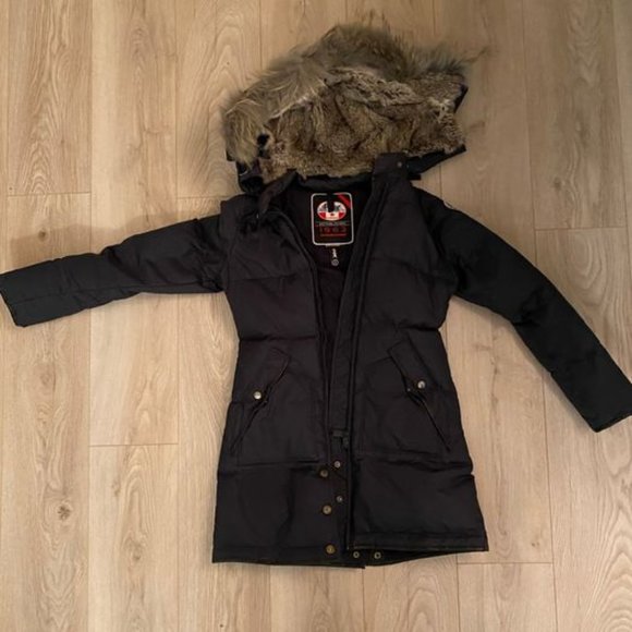 Women's Pajar Navy Blue Parka (w grey real fur trim)- XS - Picture 5 of 9